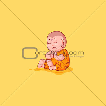 Sticker emoji emoticon emotion vector isolated illustration unhappy character cartoon sad sorrow Buddha