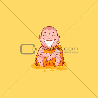 Sticker emoji emoticon emotion vector isolated illustration unhappy character cartoon huge smile Buddha