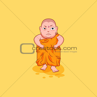 Sticker emoji emoticon emotion vector isolated illustration unhappy character cartoon angry Buddha