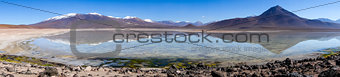 Clear altiplano laguna panoramic in sud Lipez reserva, Bolivia