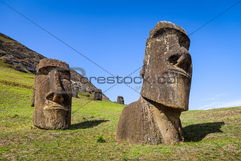Moais statues on Rano Raraku volcano, easter island
