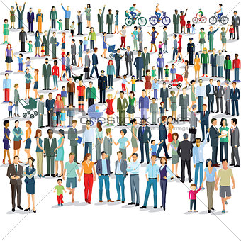 Large group of people standing together illustration