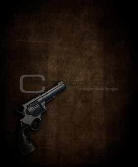 3D hand gun on grunge background