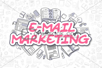 E-Mail Marketing - Doodle Magenta Word. Business Concept.