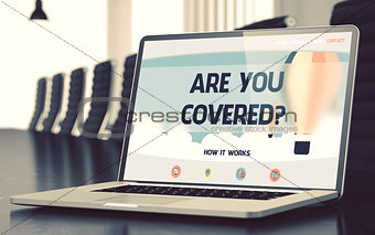 Laptop Screen with Are You Covered Concept. 3d.