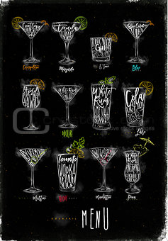 Cocktail menu color graphic chalk