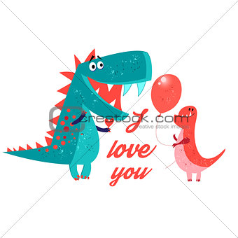 Vector brightly amorous dinosaur enamored