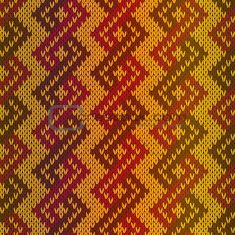 Knitting seamless pattern mainly in red and orange hues