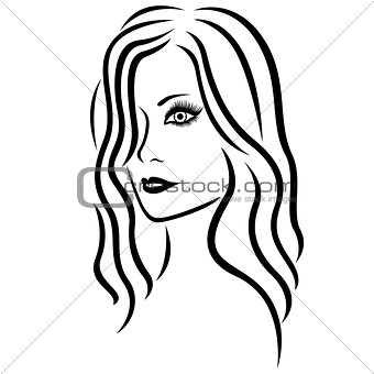 Abstract young women head outline