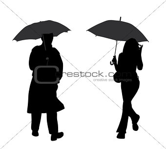 Man and woman with umbrella