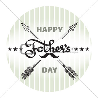 Happy Fathers day poster. Handwritten word, arrow, moustache.