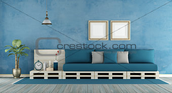 Blue retro living room