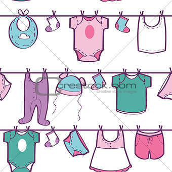 Seamless pattern with baby clothes