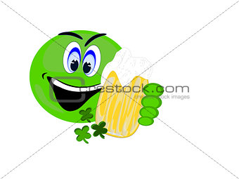 Green emoji holding a beer