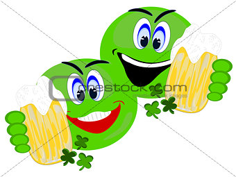 Green Emoji Irish pals having  beer together