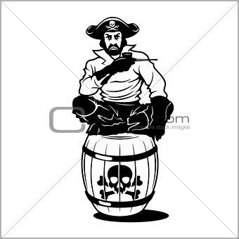 pirate sitting on a barrel