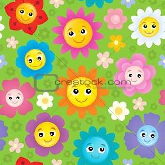 Happy flower heads seamless background 1