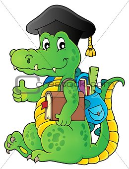 School theme crocodile image 1