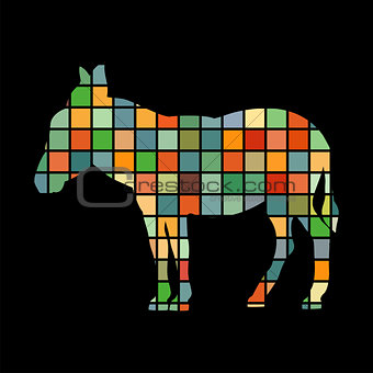 Donkey farm mammal color silhouette animal