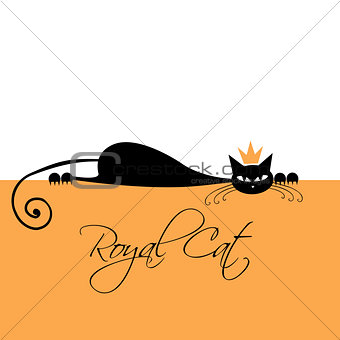 Royal black cat design. Vector illustration