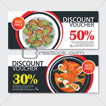 Discount voucher french food template design. Set of escargot, b
