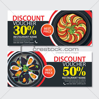 Discount voucher french food template design. Set of ratatouille