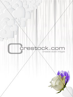 Shading white wood panel with hearts and flowers
