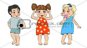 Three cartoon children
