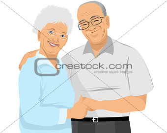 Older couple hugs