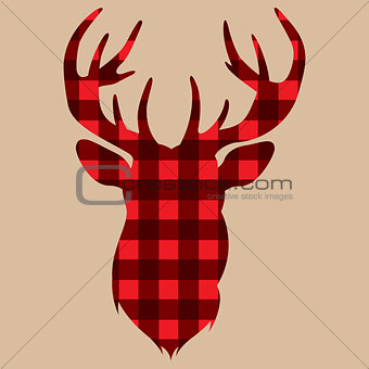 Silhouette of deer on vintage colored lambrajack background