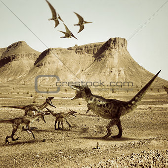 T-rex versus raptors