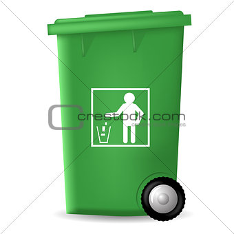 Green Plastic Trashcan