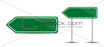 Road Sign Isolated on White Background Blank green arrow traffic. Vector Illustration.