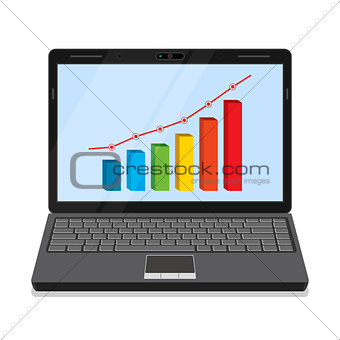 Monitor with business graph.