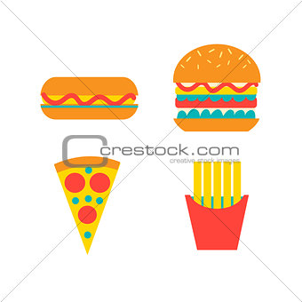 Set of fast food vector food