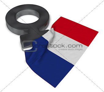symbol for feminine and flag of france - 3d rendering