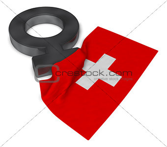 female symbol and flag of switzerland - 3d rendering