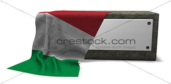 stone socket with blank sign and flag of italy - 3d rendering