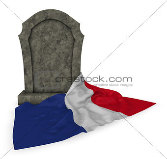 gravestone and flag of france - 3d rendering