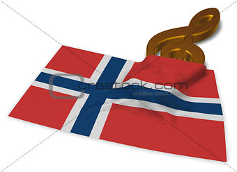 clef symbol and flag of norway - 3d rendering