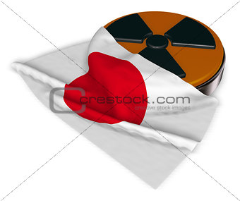 nuclear symbol and flag of japan on white background - 3d illustration