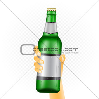 Large beer bottle in hand