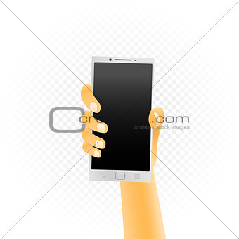 White smartphone in hand