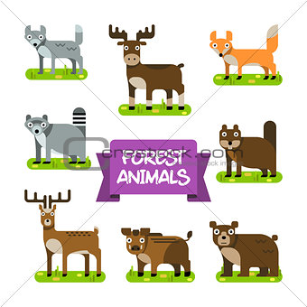 Forest Animals Set. Illustration in Flat Design.
