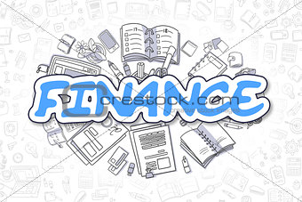 Finance - Cartoon Blue Word. Business Concept.