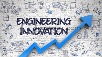 Engineering Innovation Drawn on White Wall. 3D.