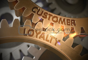 Customer Loyalty Concept. Golden Gears. 3D Illustration.