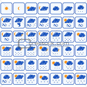 Set of  forty two forecast color weather icons