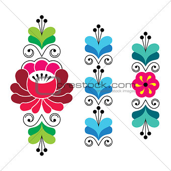 Russian folk art pattern - floral long stripes
