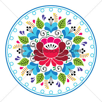 Russian folk art pattern - round floral design